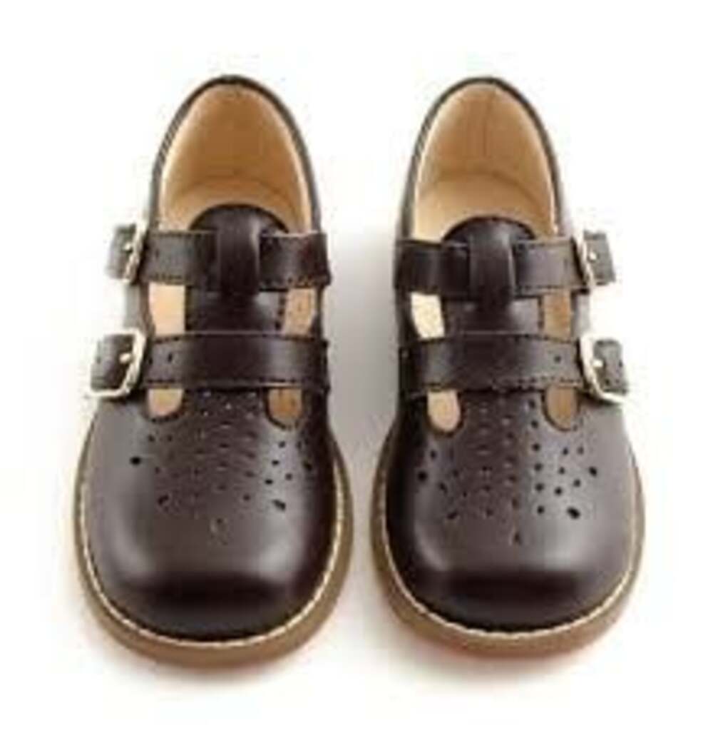 Footmates Danielle Brown Leather T-Strap Shoes Size 11.5 M